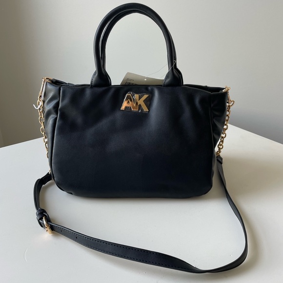 NWT ANNE KLEIN Black Cairo Satchel Style Handbag with Crossbody - Picture 2 of 9